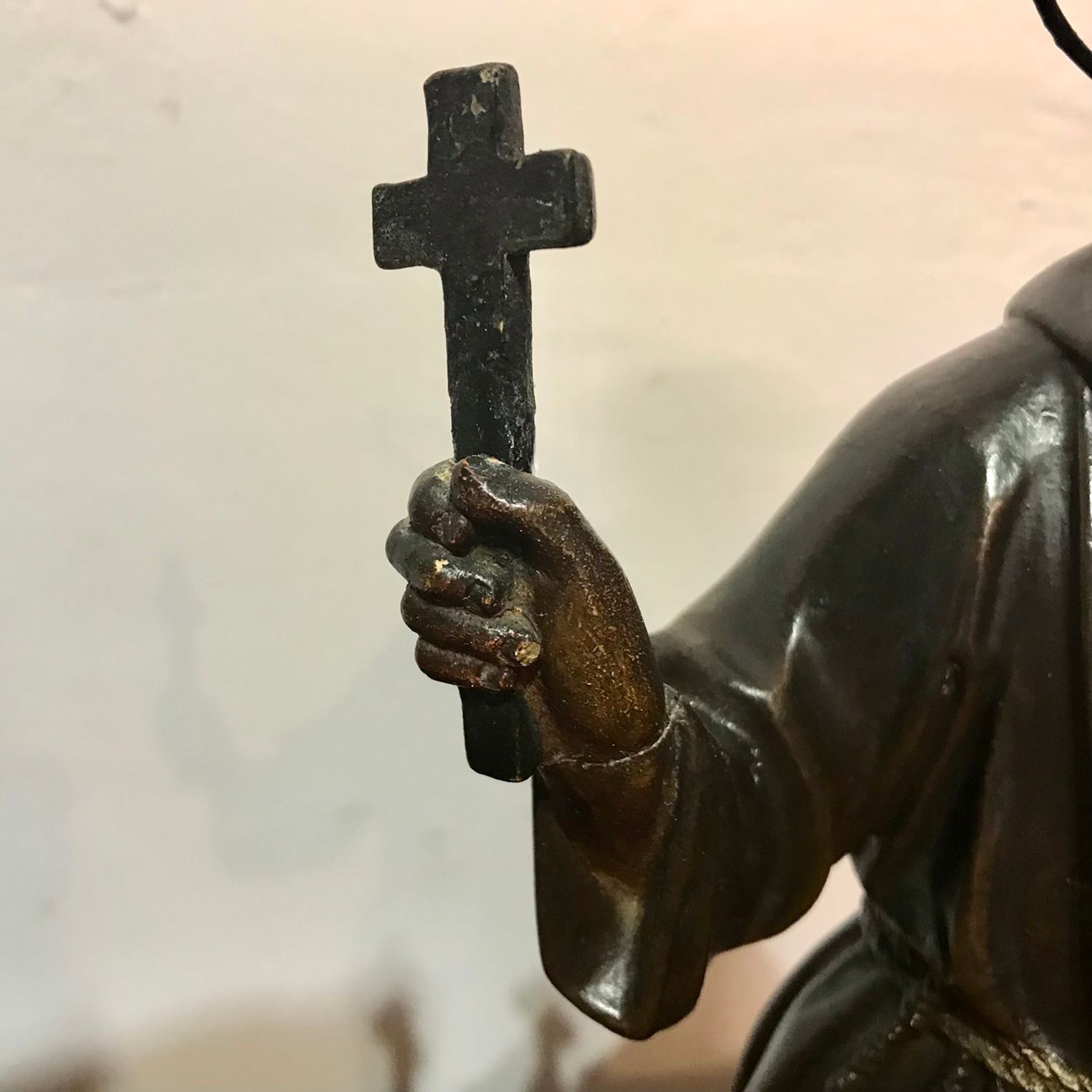 St. Francis Of Assisi Wood And Plaster Statue, Early 20th C. photo vinterior
