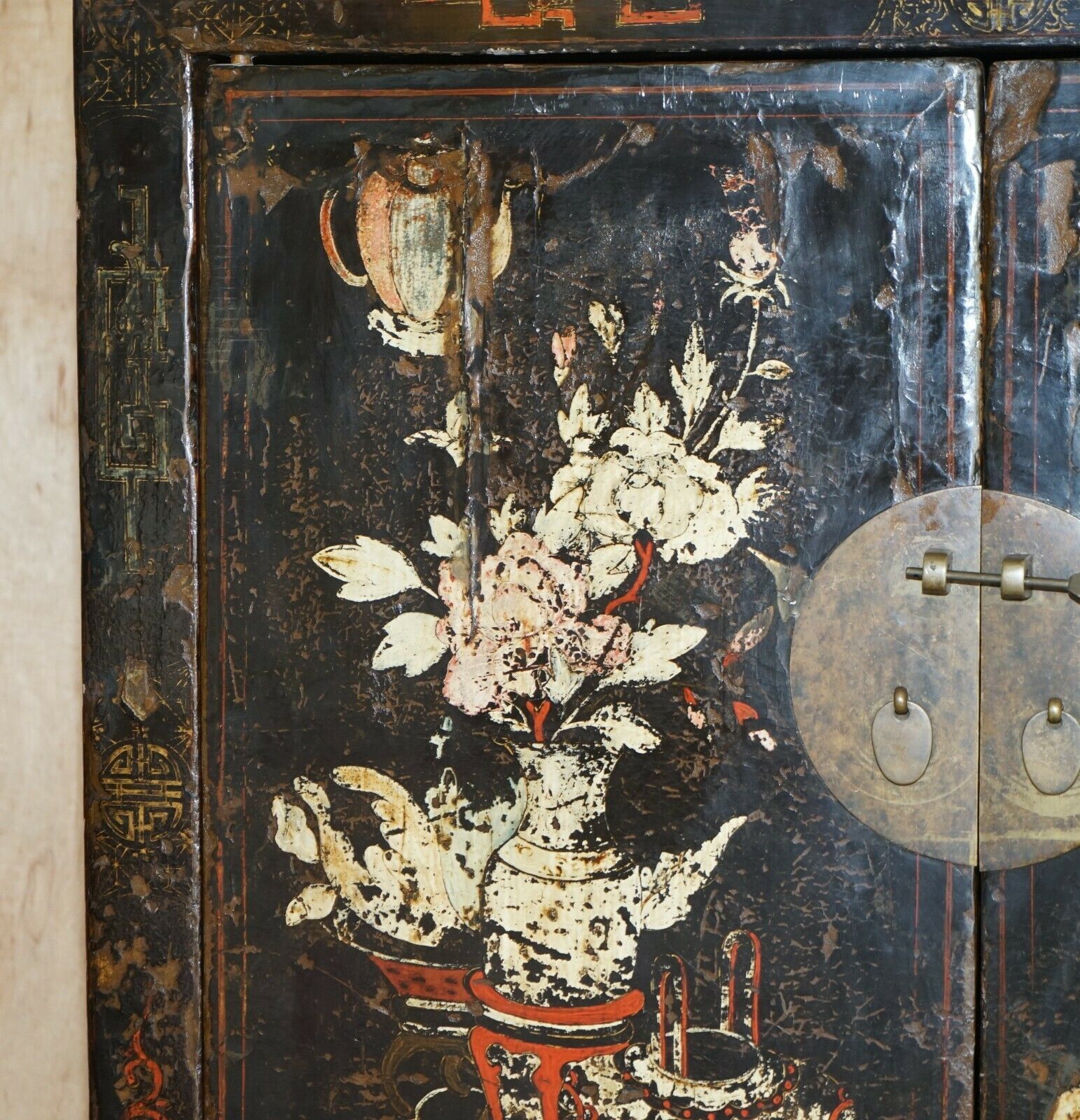 Antique Circa 1800 Chinese Hand Painted Wedding Cabinet Housekeepers Cupboard photo 5750.0