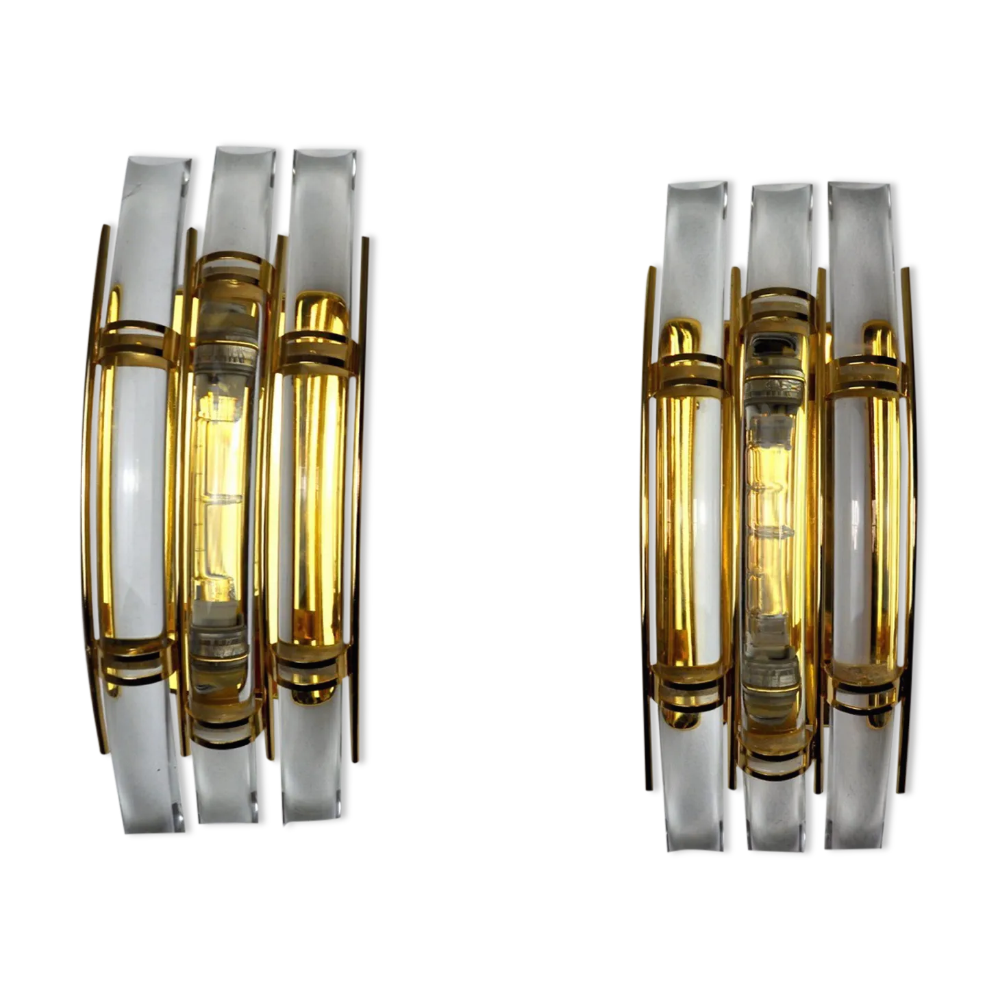 Paired Of Venini Wall Lamps, Murano Glass, Italy, 1970