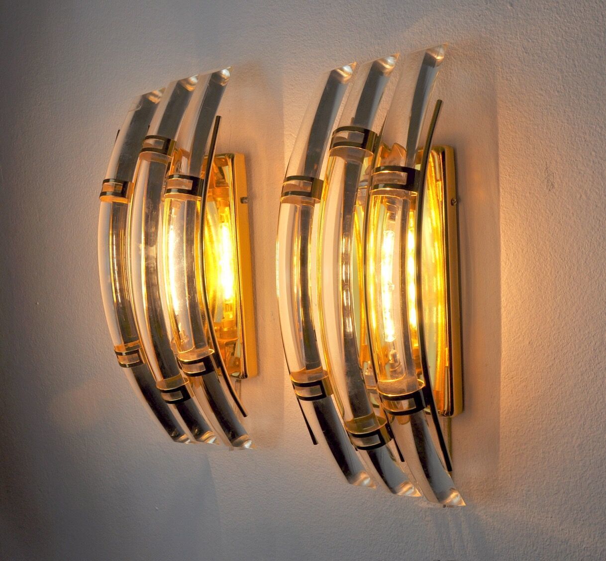 Paired Of Venini Wall Lamps, Murano Glass, Italy, 1970 photo buy