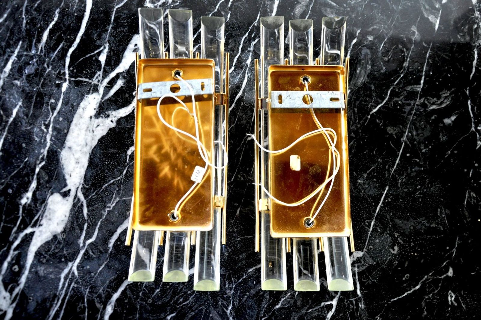 photo furniture Paired Of Venini Wall Lamps, Murano Glass, Italy, 1970