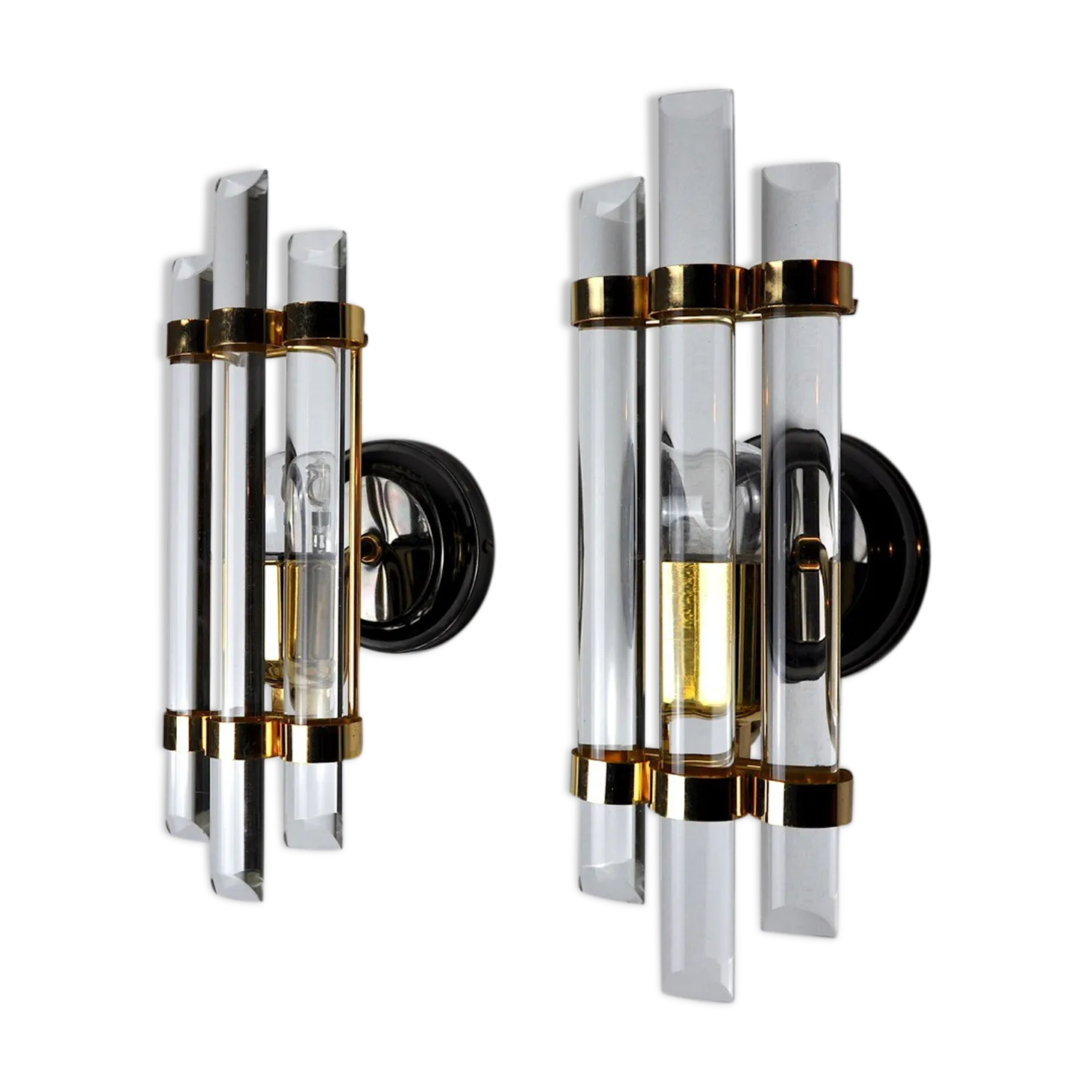 Pair Of Venini Wall Lamps In Talie Glass 1970