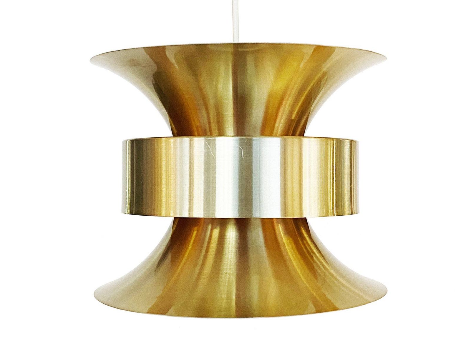 Pendant Light In Golden Brushed Aluminum By Lyskaer Belysning. Denmark 1970s