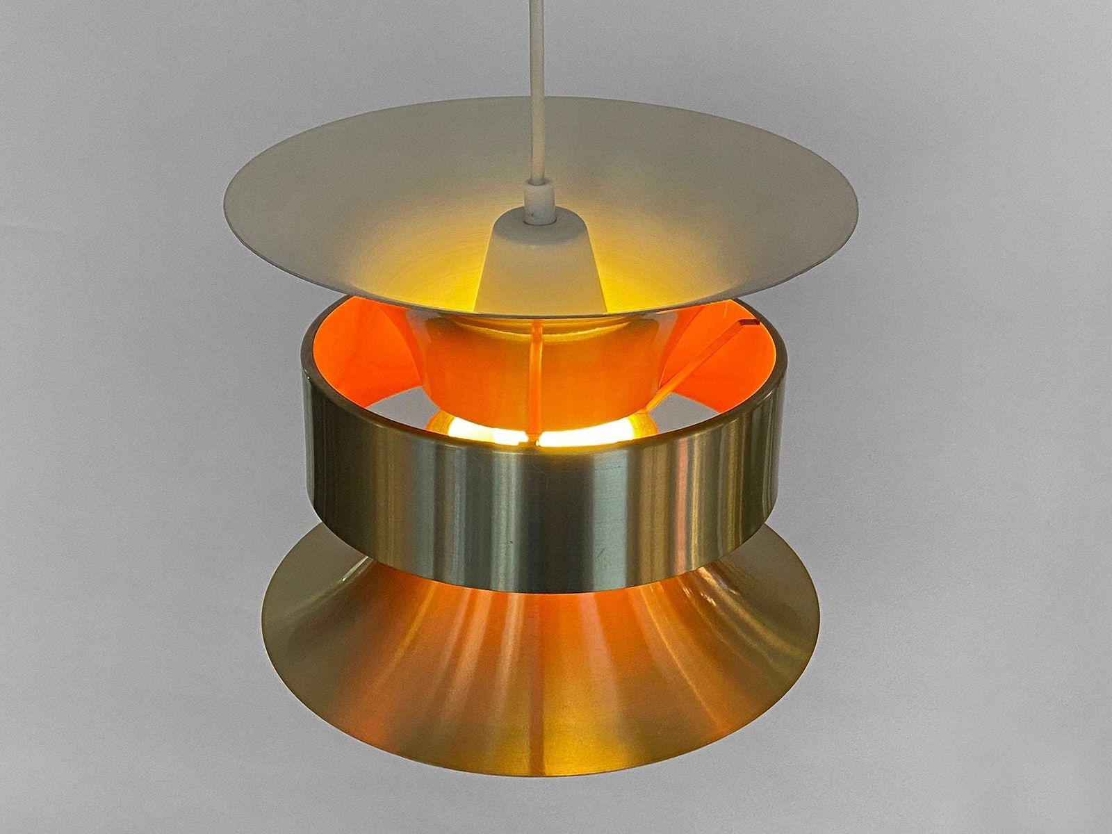 Pendant Light In Golden Brushed Aluminum By Lyskaer Belysning. Denmark 1970s photo vinterior