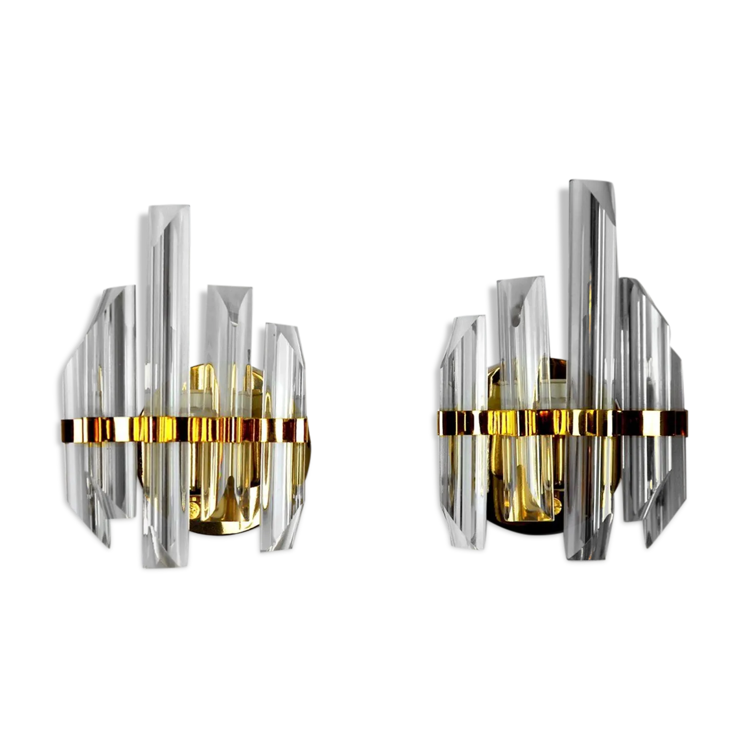 Pair Of Venini Glass Wall Lamps, Italy, 1970