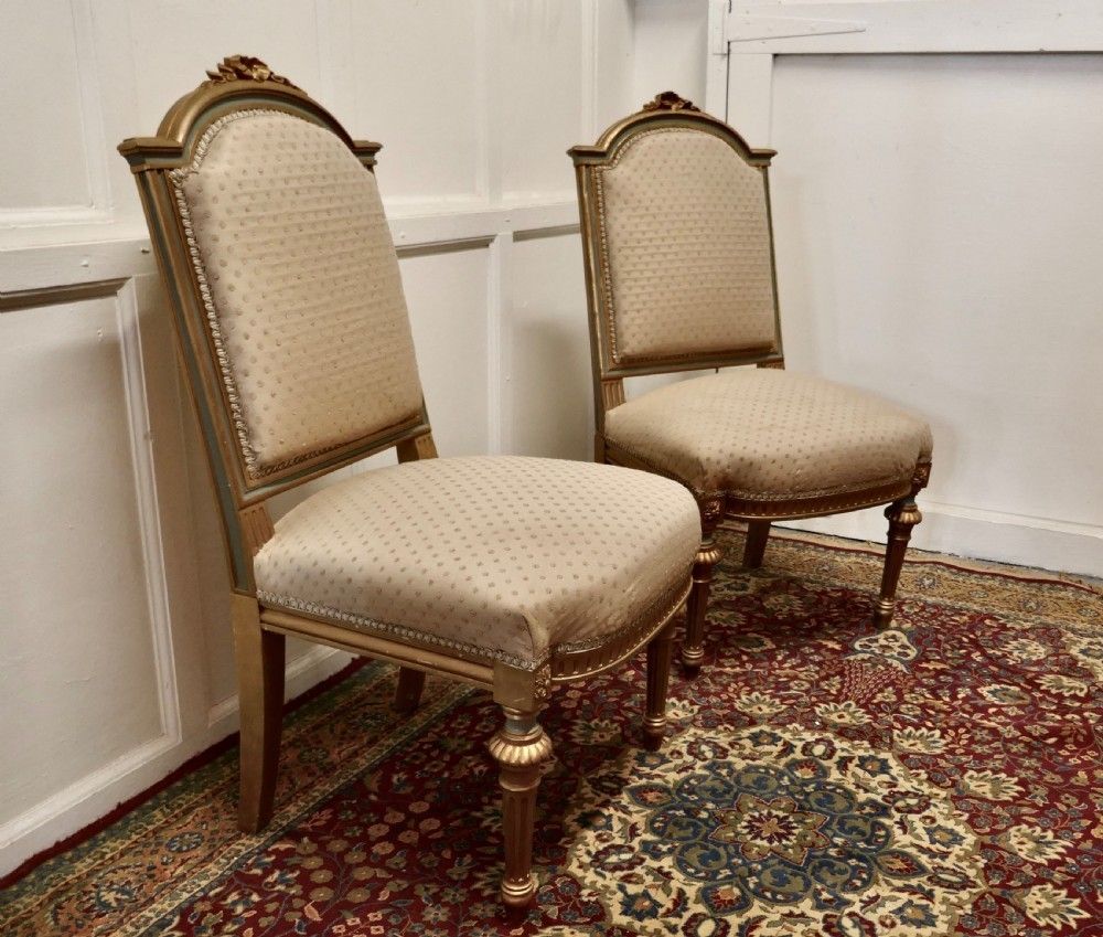 A Pair Fine Quality French Gilt Salon Chairs Circa 1880 photo furniture