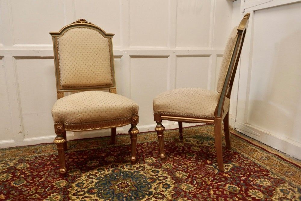 A Pair Fine Quality French Gilt Salon Chairs Circa 1880 photo vinterior