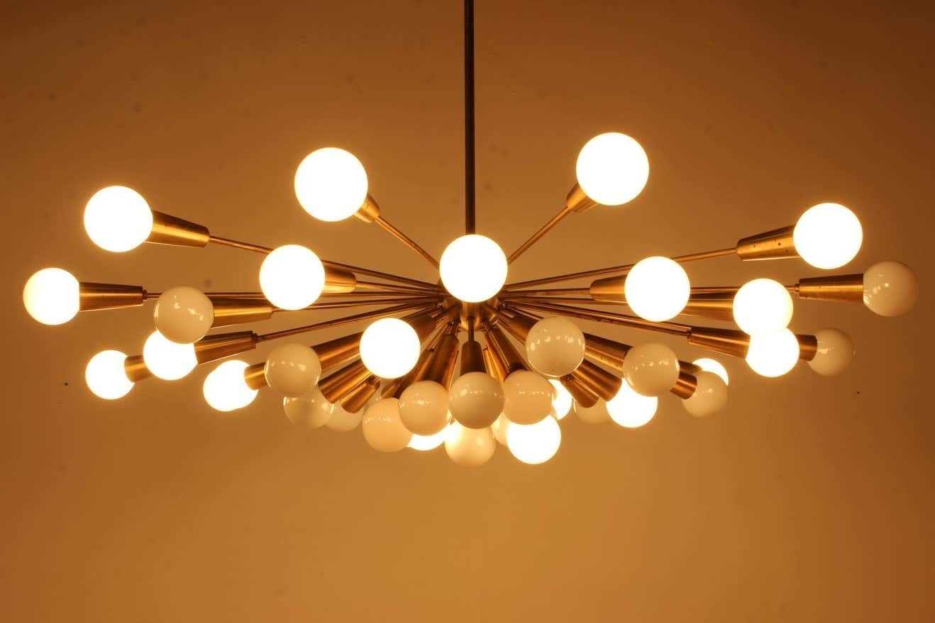 photo for sale Set Of Four Huge Rare Mid Century Chandeliers Sputnik, Atomic, 1960s