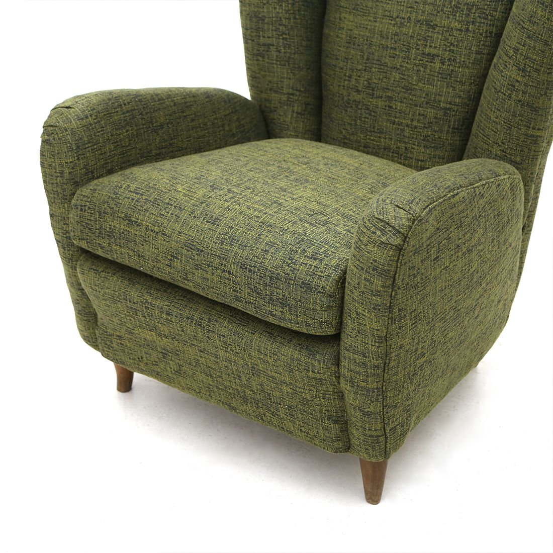 Pair Of Armchairs In Green Fabric, 1940s photo vintage