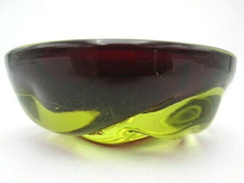 Jelly Mould Bowl Rare Red Yellow Murano 50s Archimede Seguso Sommerso Art Glass photo 136.0