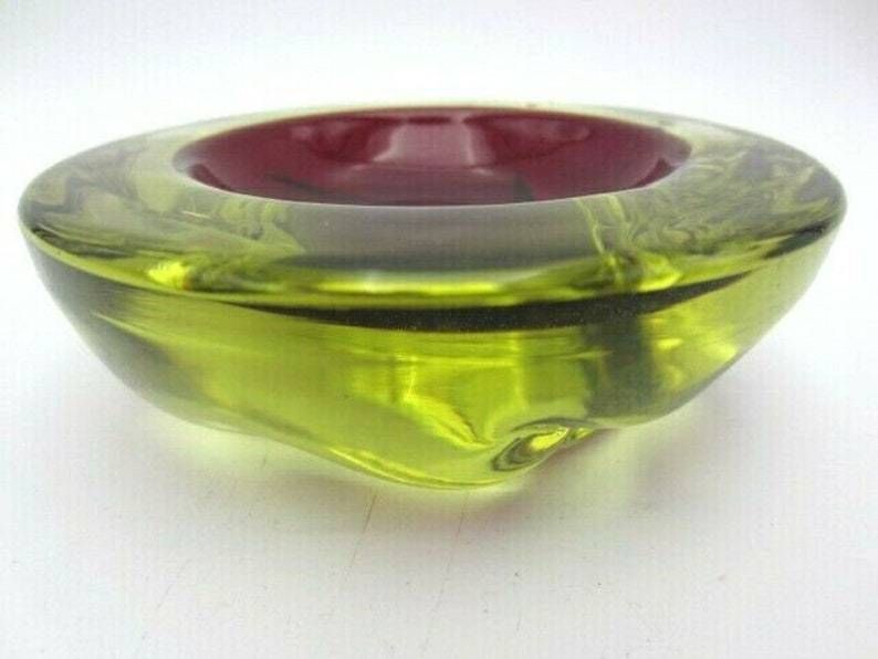 Jelly Mould Bowl Rare Red Yellow Murano 50s Archimede Seguso Sommerso Art Glass photo buy