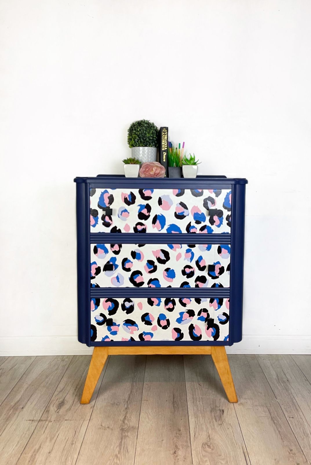 Blue And Pink Leopard Chest Of Drawers photo furniture
