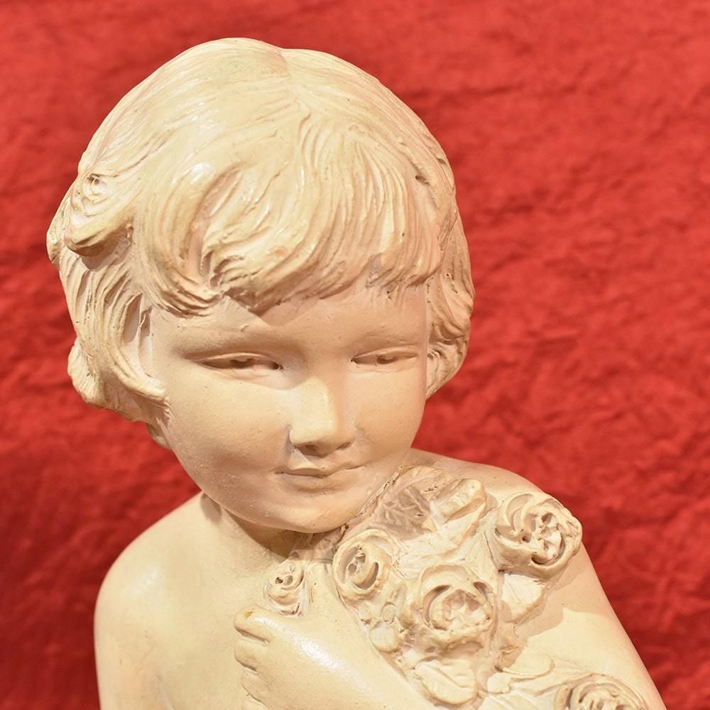 Art Deco Sculpture, Terracotta, Two Children Playing, Ugo Cipriani, 20th Century. (Stte70) photo vintage