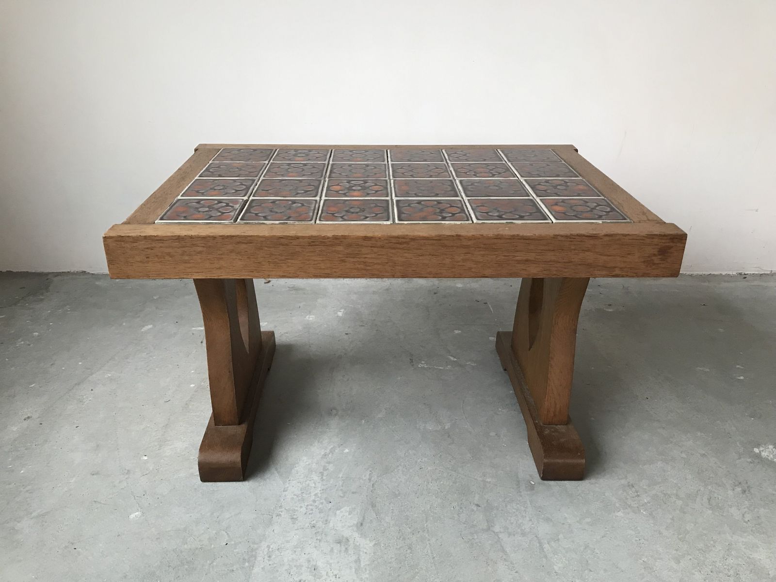 Ceramic And Oak Coffee Table, Guillerme And Chambron, Circa 1950 photo 910.0