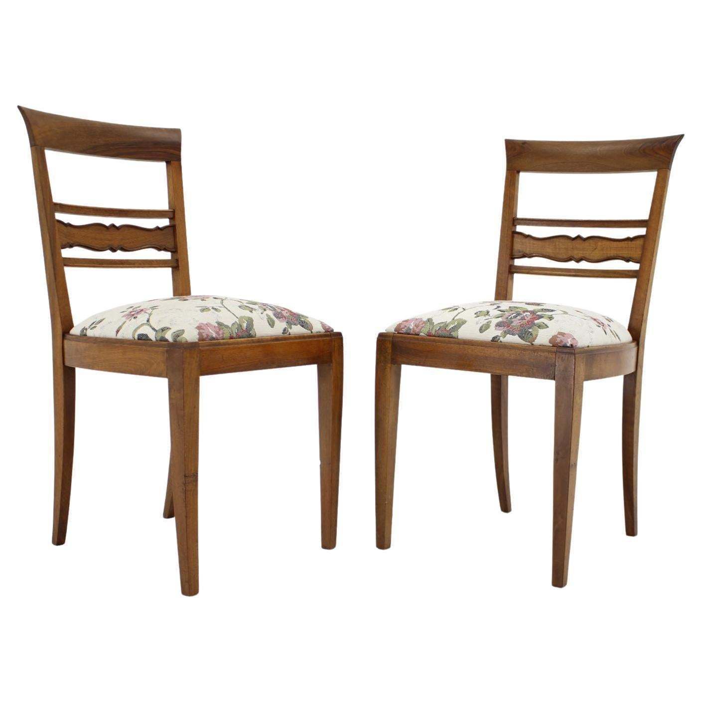 1950 Set Of Two Antique Side Chairs, Czechoslovakia