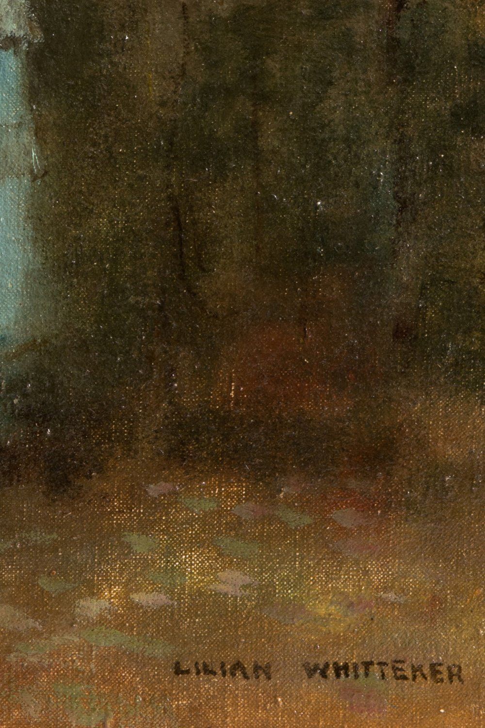 Lilian E. Whitteker  Woman In A Park  Oil On Canvas  C. 1937 photo vintage