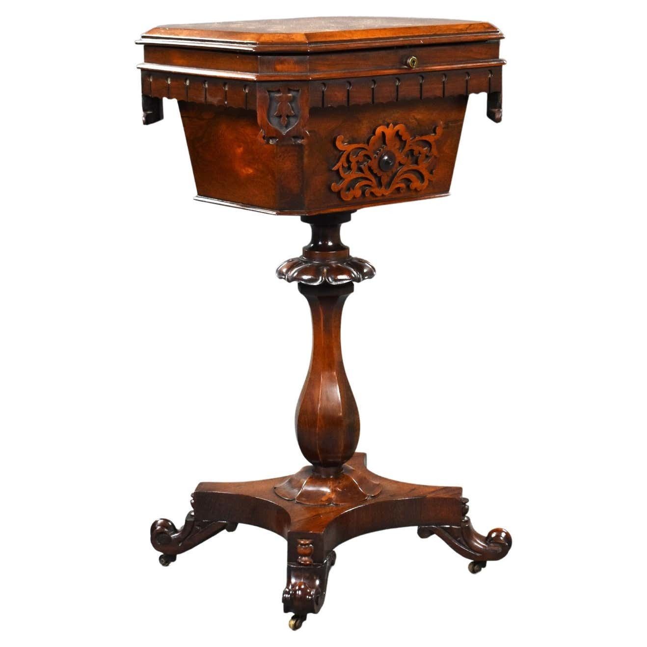 19th Century English William IV Rosewood Tea Poy