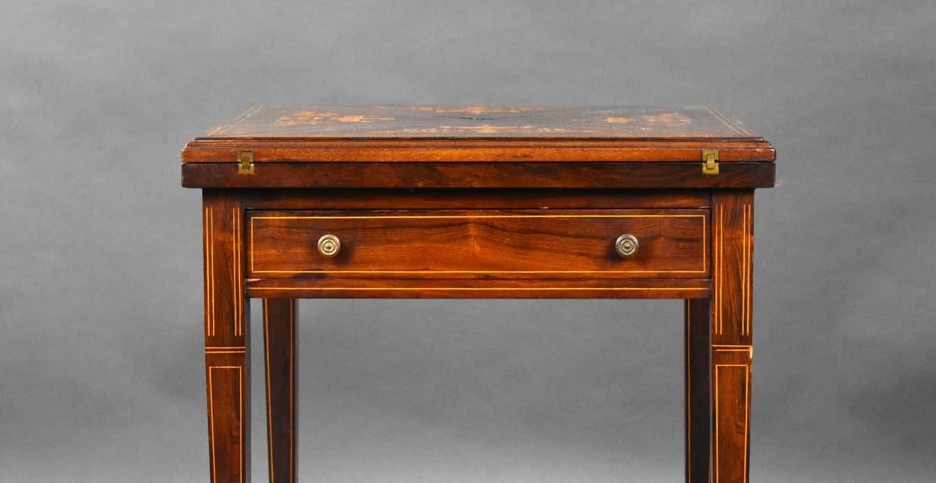 19th Century English Victorian Rosewood Inlaid Envelope Card Table photo buy