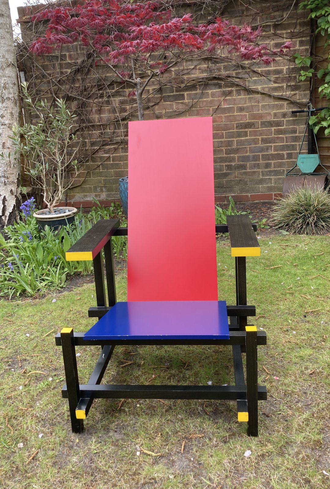 Vintage Gerrit Rietveld Red And Blue Chair, Circa 1970