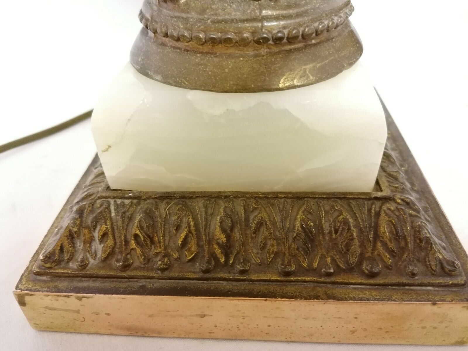 Italian Antique Handmade Table Desk Bronze Lamp Shade 19th C photo for sale
