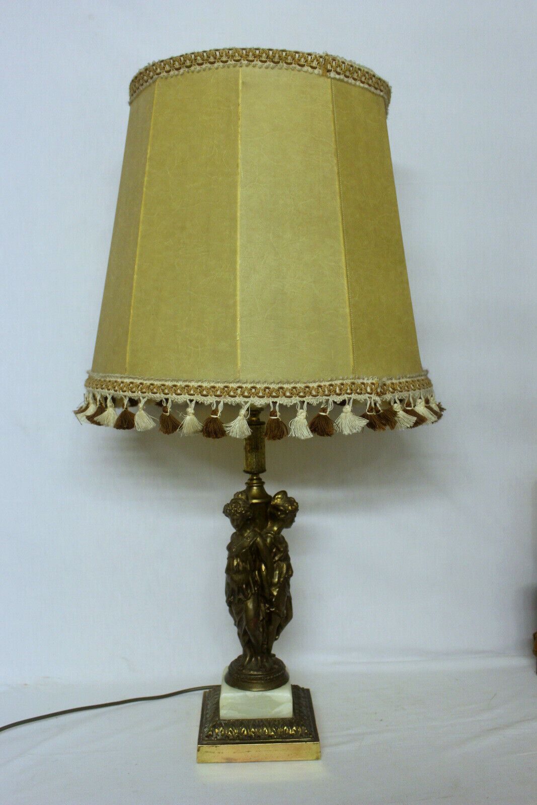 Italian Antique Handmade Table Desk Bronze Lamp Shade 19th C photo buy