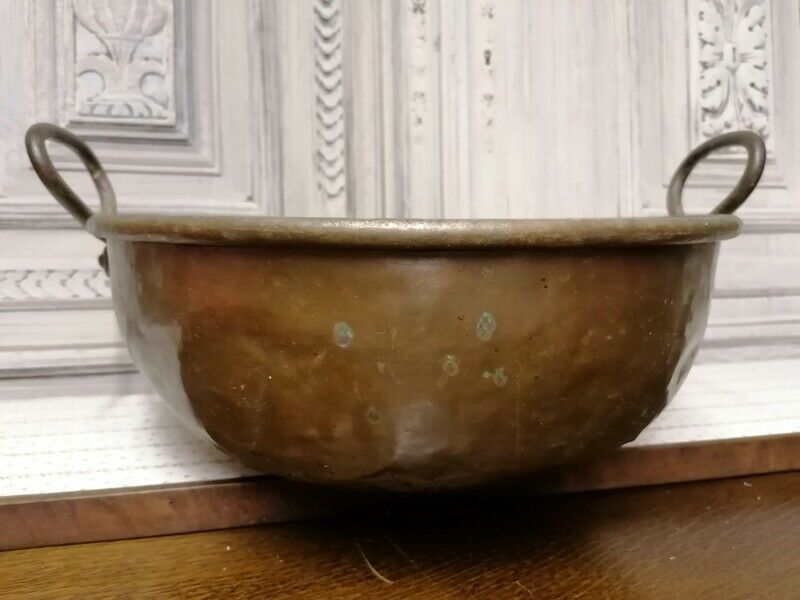 Antique Hanging French Hammered Copper Flower Pot Log Fireplace photo vinterior