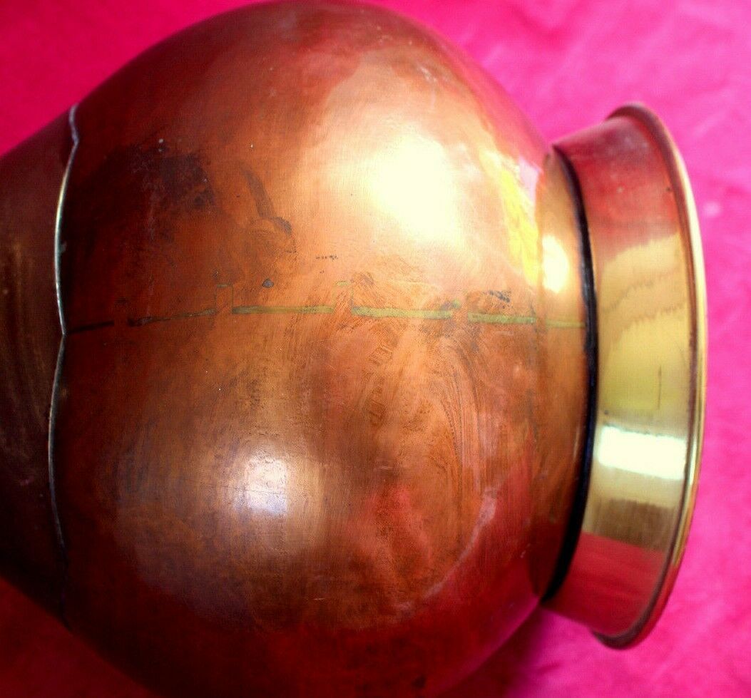 Vintage Belgium Copper Large Handcrafted  Pot Urn Vase photo Home Decor