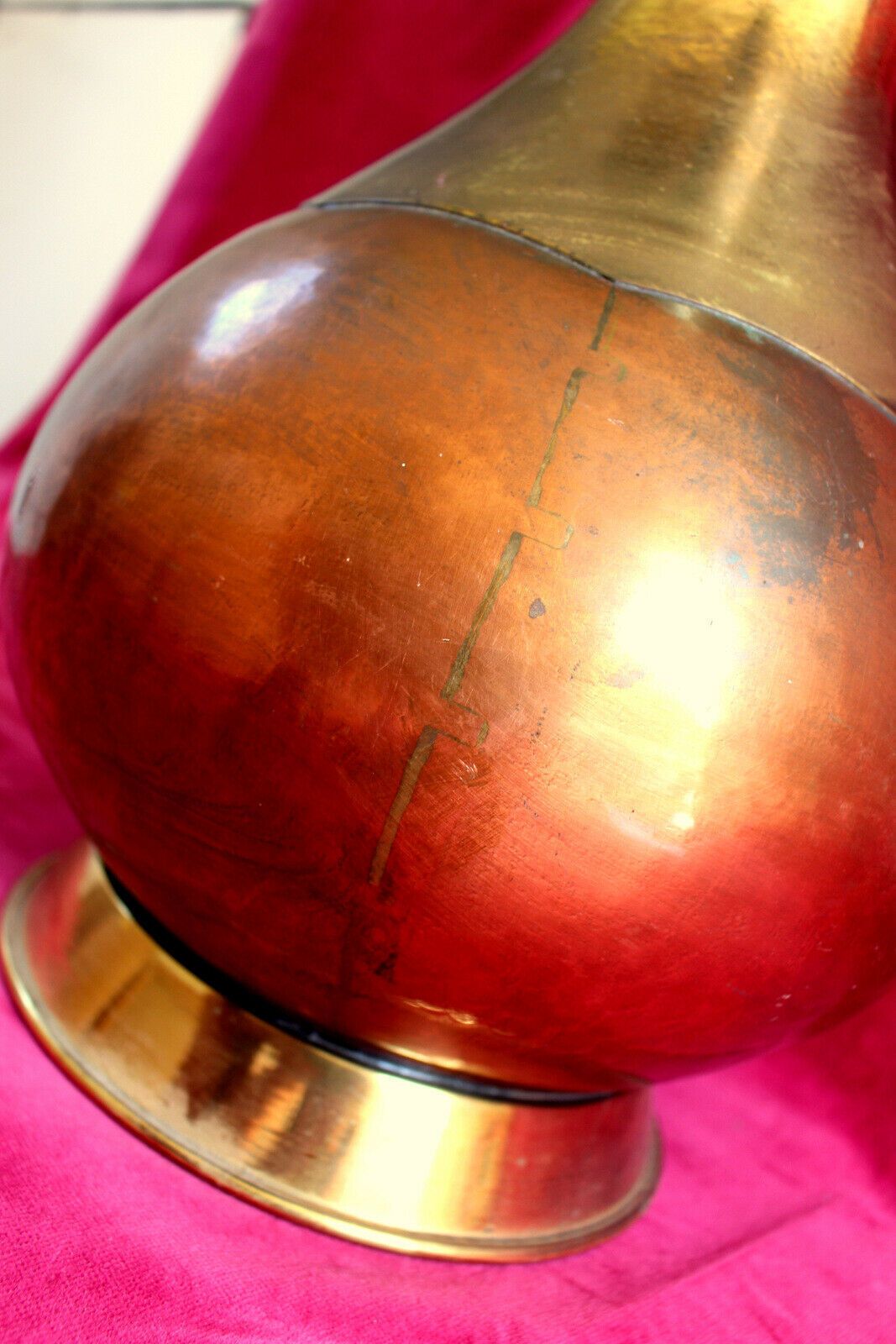 Vintage Belgium Copper Large Handcrafted  Pot Urn Vase photo 149.0