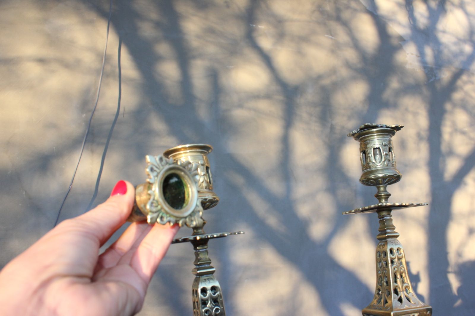 Home Decor Two Antique Bronze Candle Holders French Style photo