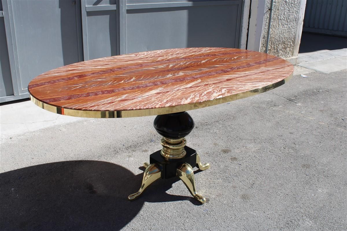 Mid Century Oval Dining Table Melchiorre Bega  Onix Tanzania Brass photo for sale
