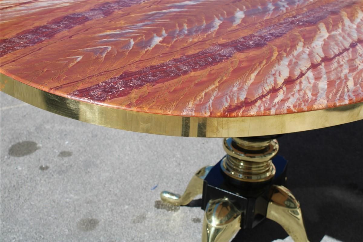 25596.0 Mid Century Oval Dining Table Melchiorre Bega  Onix Tanzania Brass photo