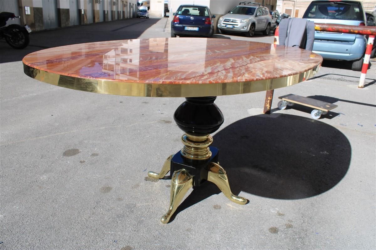 photo vinterior Mid Century Oval Dining Table Melchiorre Bega  Onix Tanzania Brass