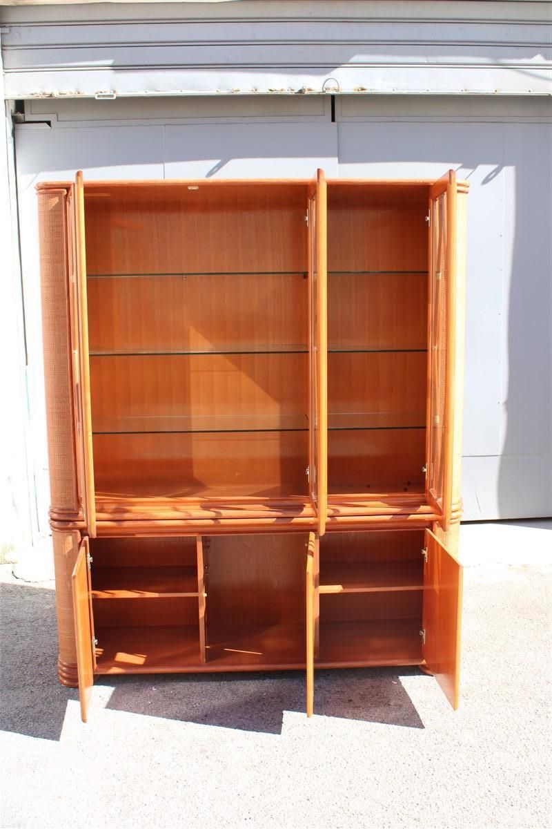 Buffet Showcase In Bamboo Wood And Rattan Productions Roberti 1970 photo vintage