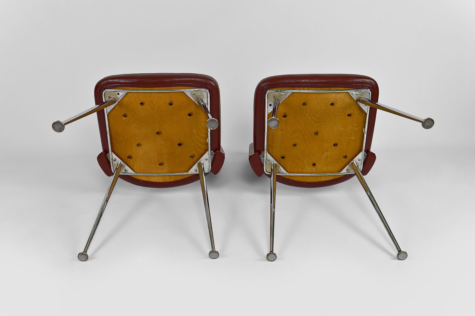 Pair Of "Conference" Chairs In Chrome And Leatherette, Circa 1960 photo buy