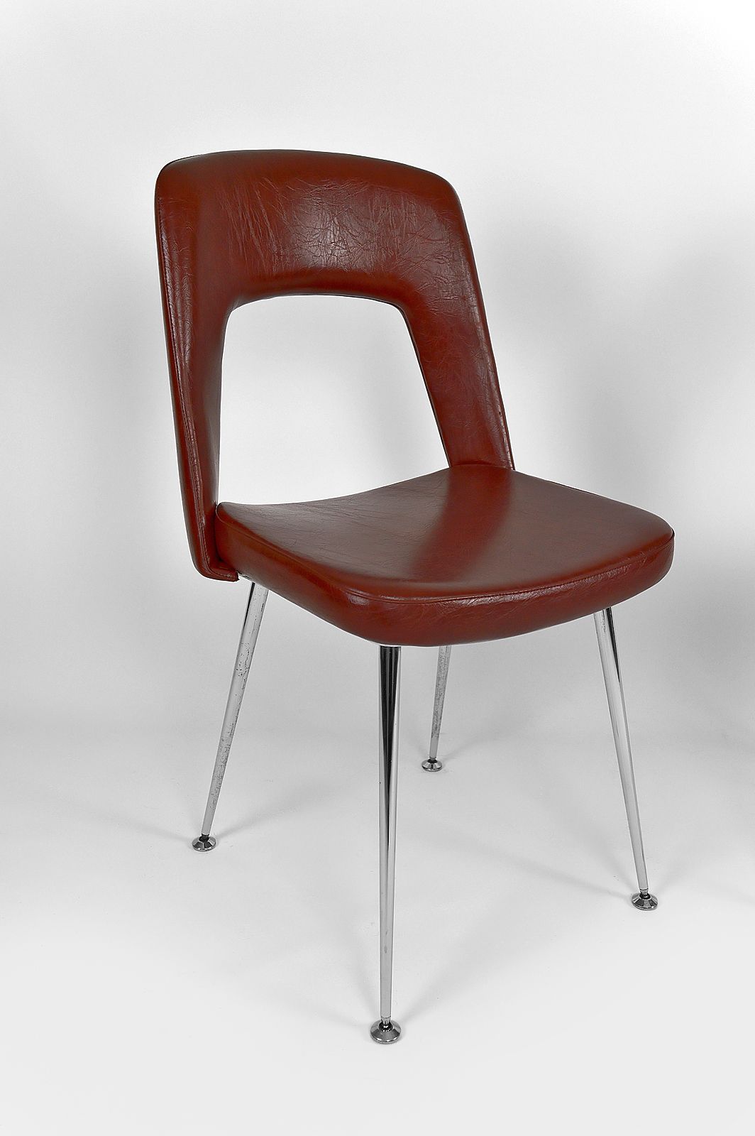 Pair Of "Conference" Chairs In Chrome And Leatherette, Circa 1960 photo vintage