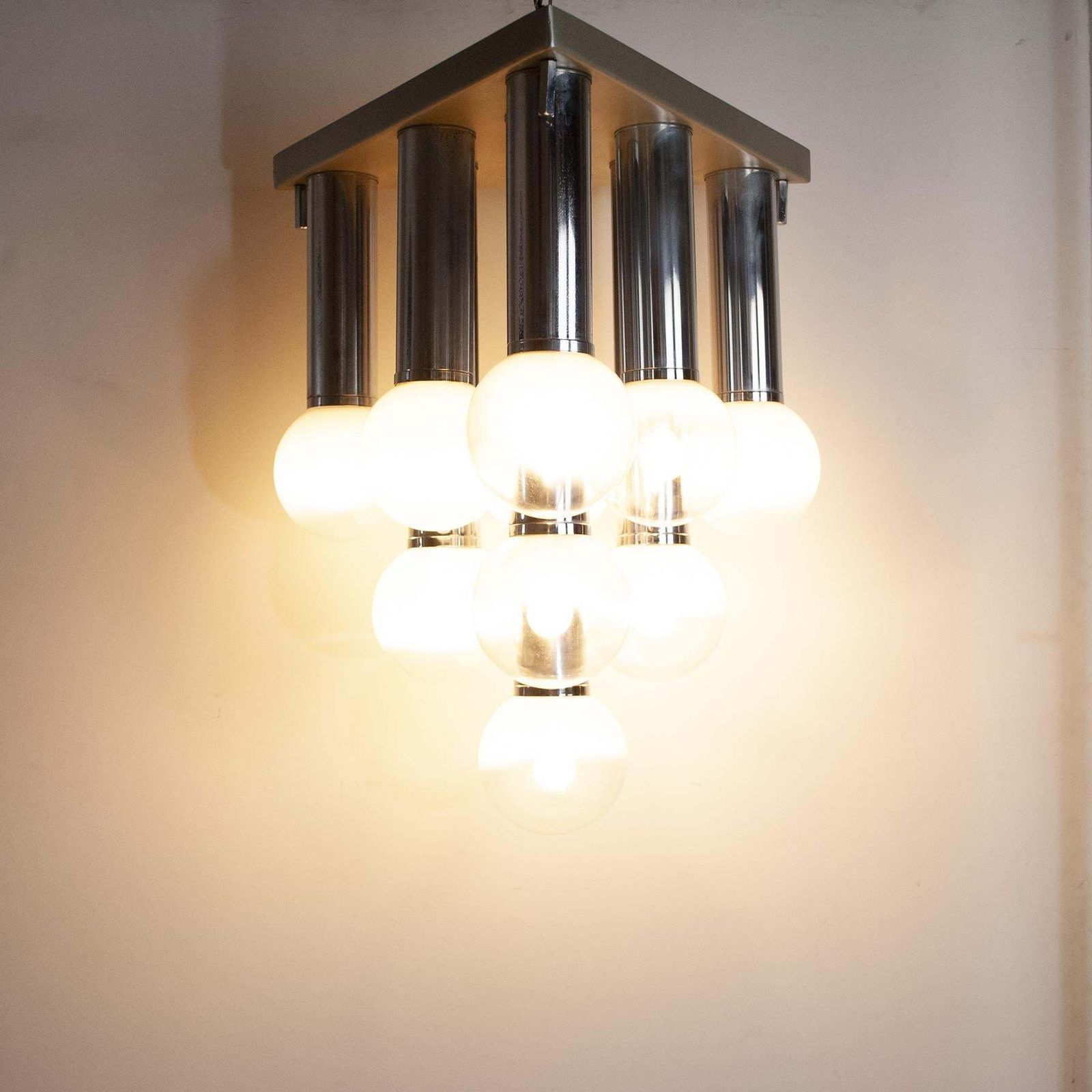 photo vintage Goffredo Reggiani Italian Midcentury Space Age Chandelier 70's