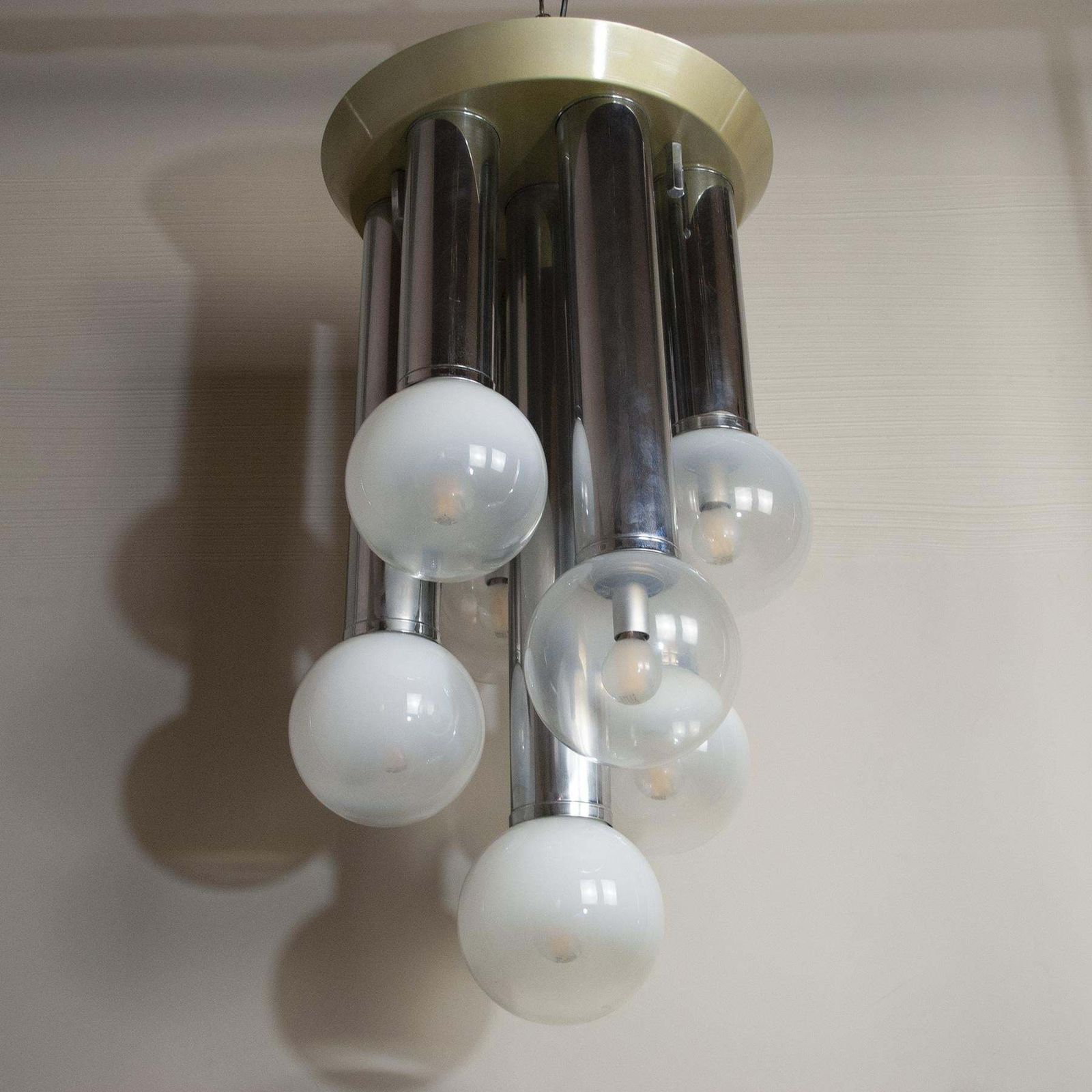Goffredo Reggiani Italian Mid Century Space Age Chandelier, 70's photo vintage