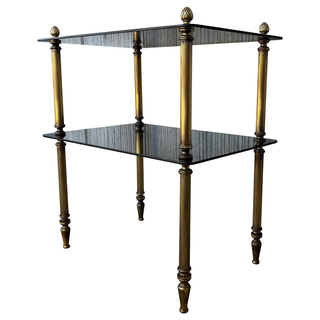 Early 20th Hollywood Regency Bronze Cocktail Table With Smoked Glass