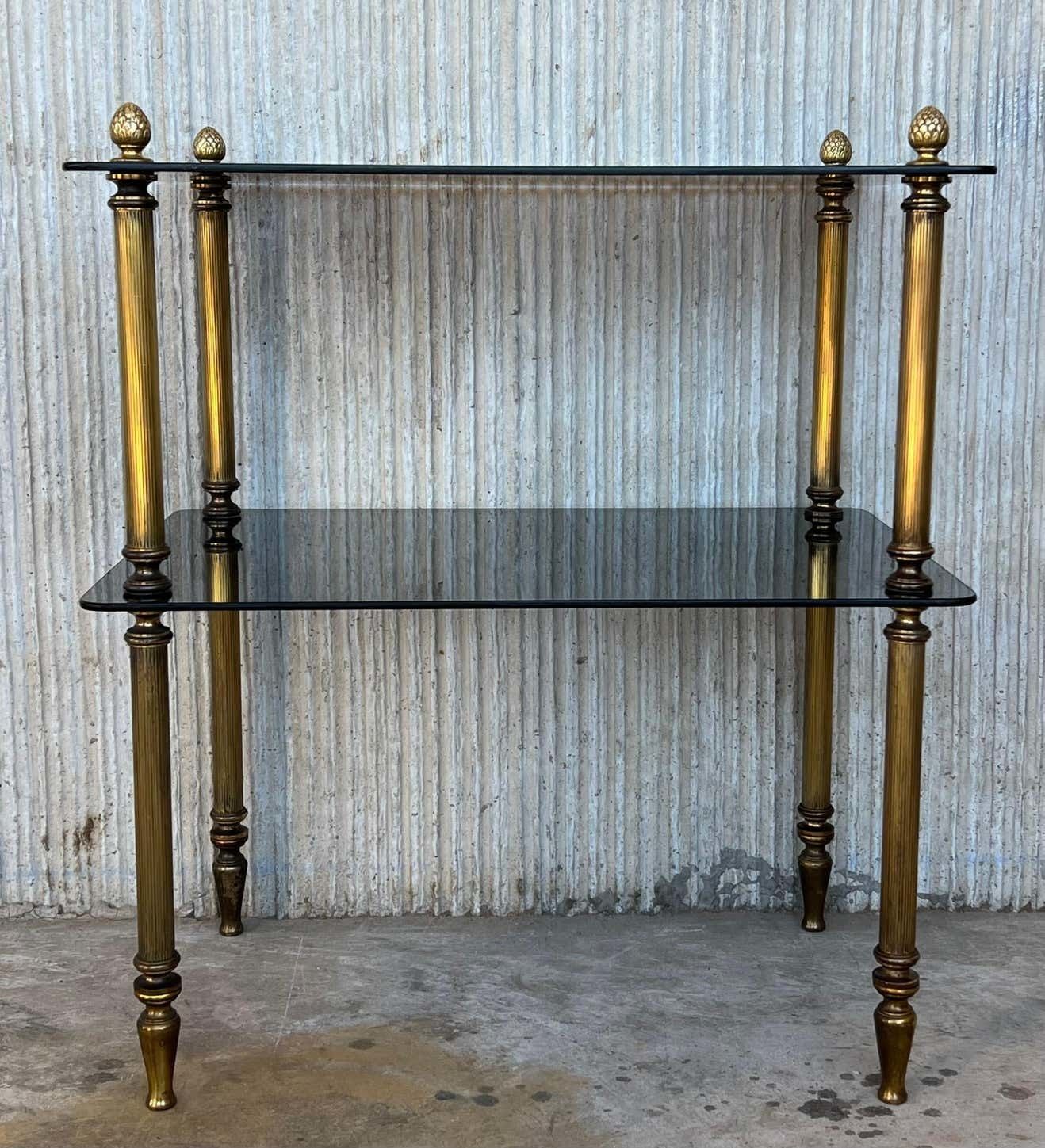 Table basse Hollywood Regency en bronze avec plateau en verre fumé, début du XXe siècle photo furniture