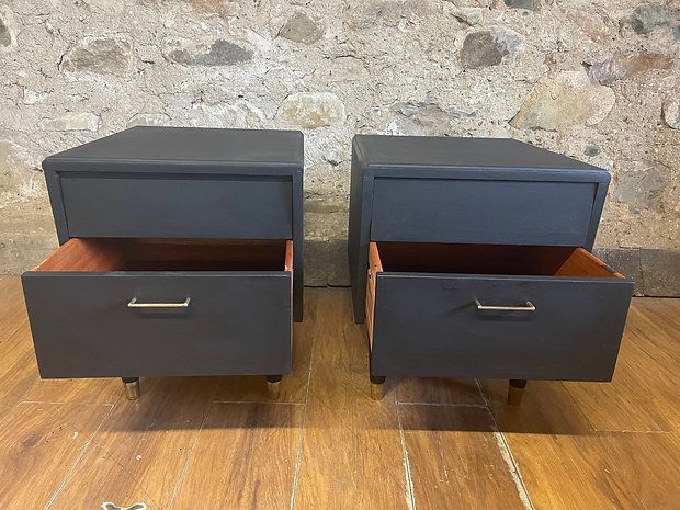 Stunning Ebonised Mid Century Bedside Cabinets X 2 photo furniture