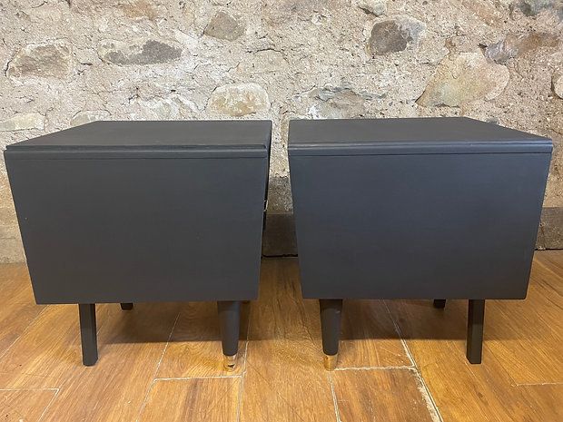 Stunning Ebonised Mid Century Bedside Cabinets X 2 photo Furniture
