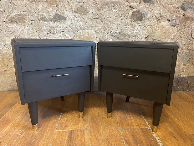 Stunning Ebonised Mid Century Bedside Cabinets X 2 photo buy
