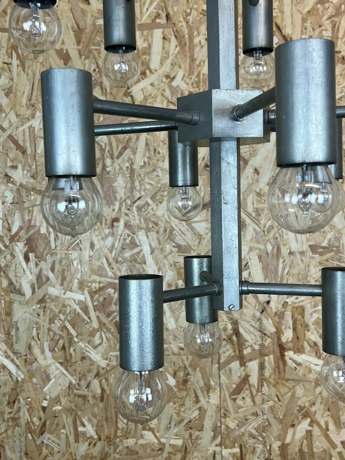 Xl 60s 70s Chandelier Chandelier Pendant Lamp Chrome & Metal Design 60s 70s photo vintage