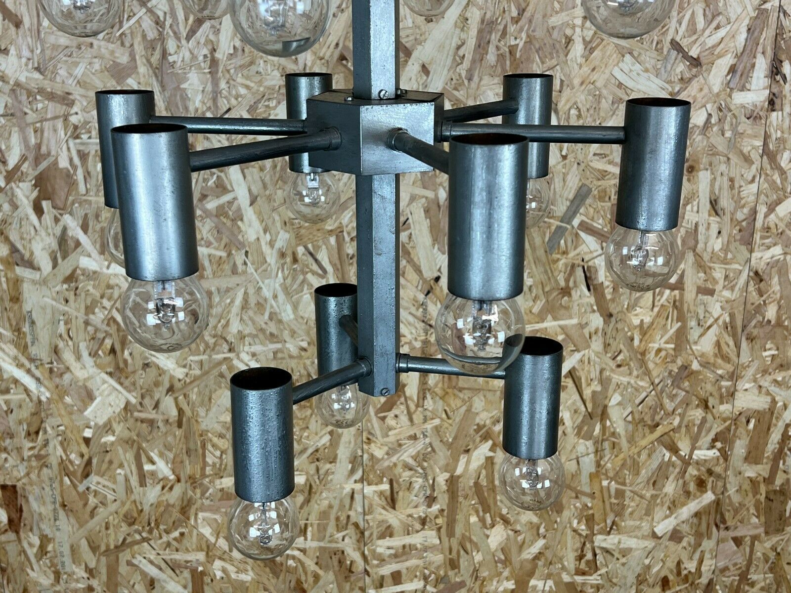 photo for sale Xl 60s 70s Chandelier Chandelier Pendant Lamp Chrome & Metal Design 60s 70s