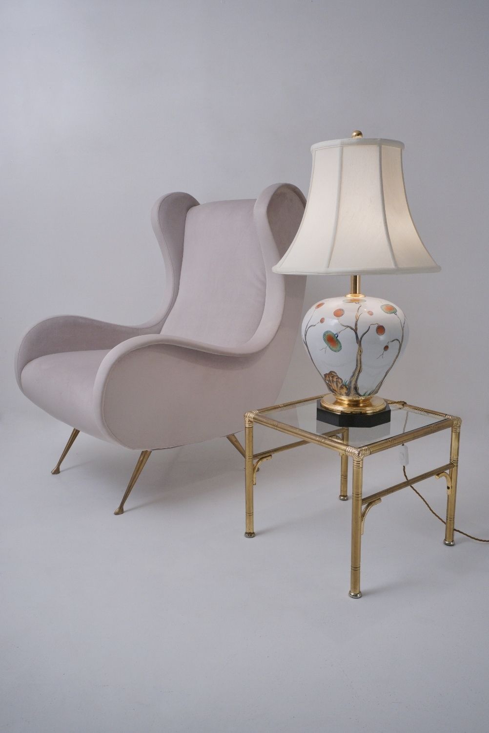 Giulia Mangani Porcelain Lamp Chinoiserie With Lychee, 1950`s Ca, Italian, 70cm, Rewired photo Lighting