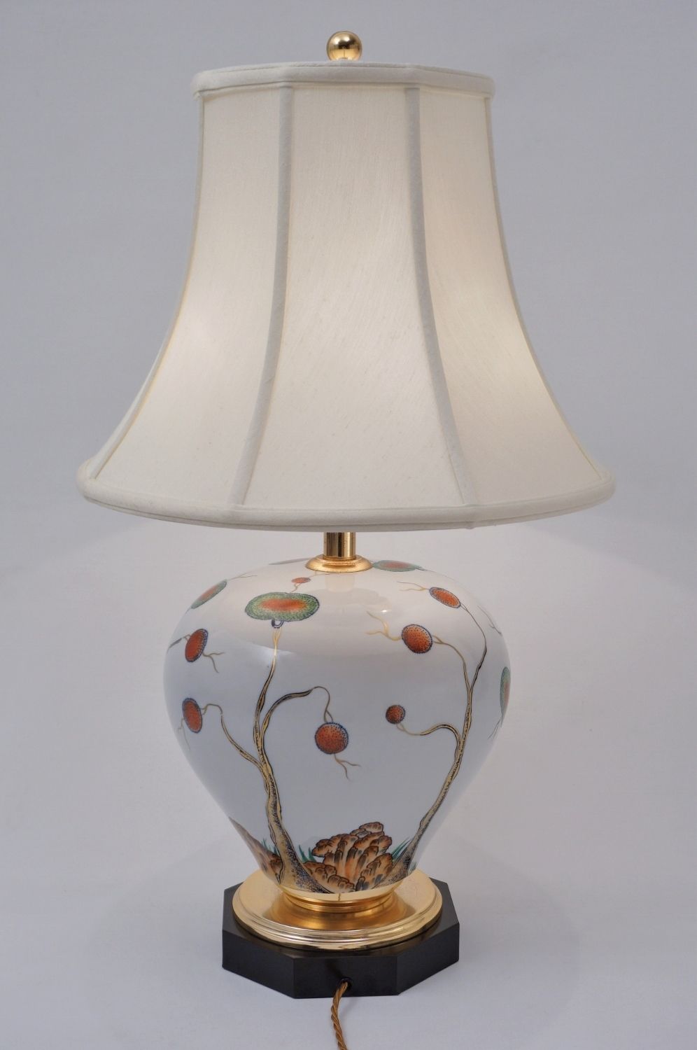 Giulia Mangani Porcelain Lamp Chinoiserie With Lychee, 1950`s Ca, Italian, 70cm, Rewired photo buy