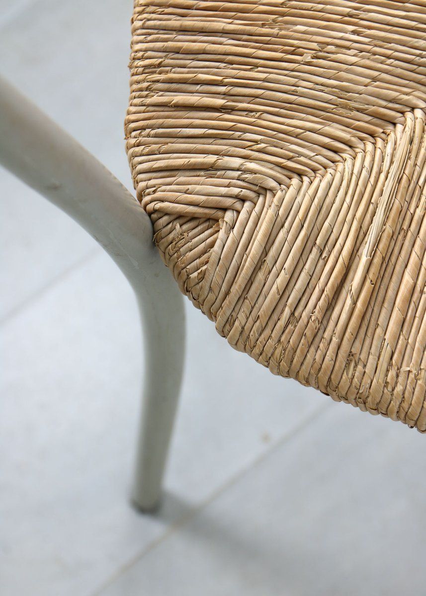 photo vintage Vintage Italian Straw And Metal Chair