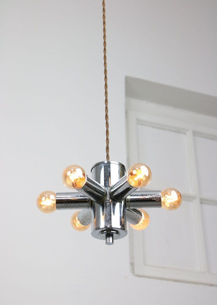 2504.0 Italian Chrome Lamp And Glass Sculpture, 1970s, Set Of 2 photo