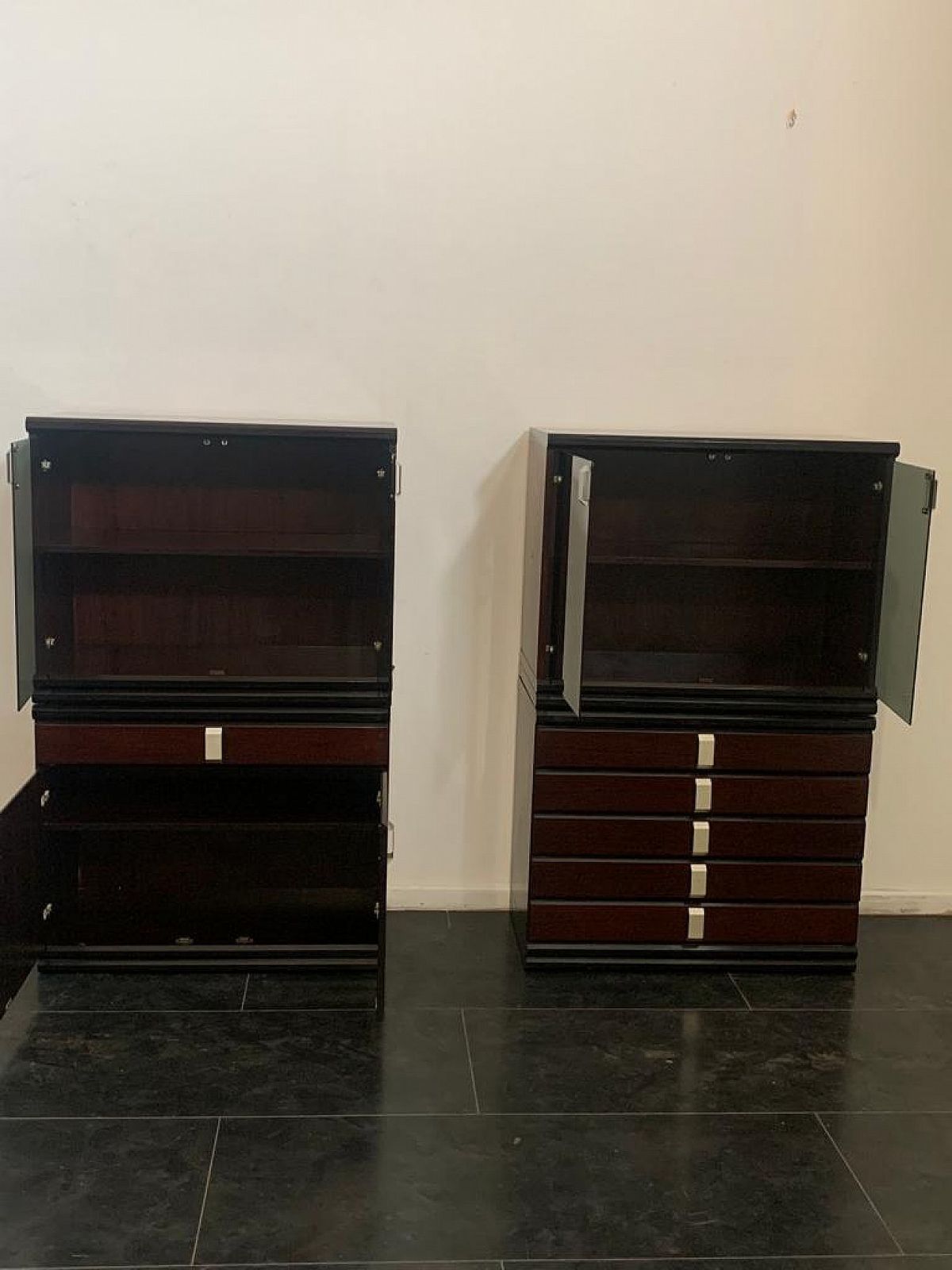 Pair Of Modular Rosewood Sideboards With Display Cabinets, 1970s photo Furniture