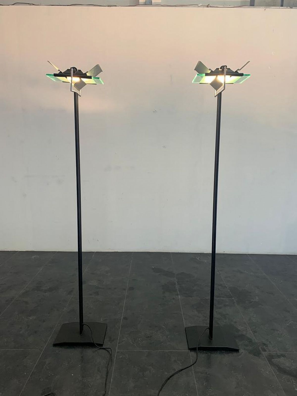 Pair Of Dhiedron Floor Lamps By Giovanni Grignani For Lamperti, 1970s photo furniture